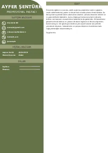 Pastacı Cv Örnekleri cv indir